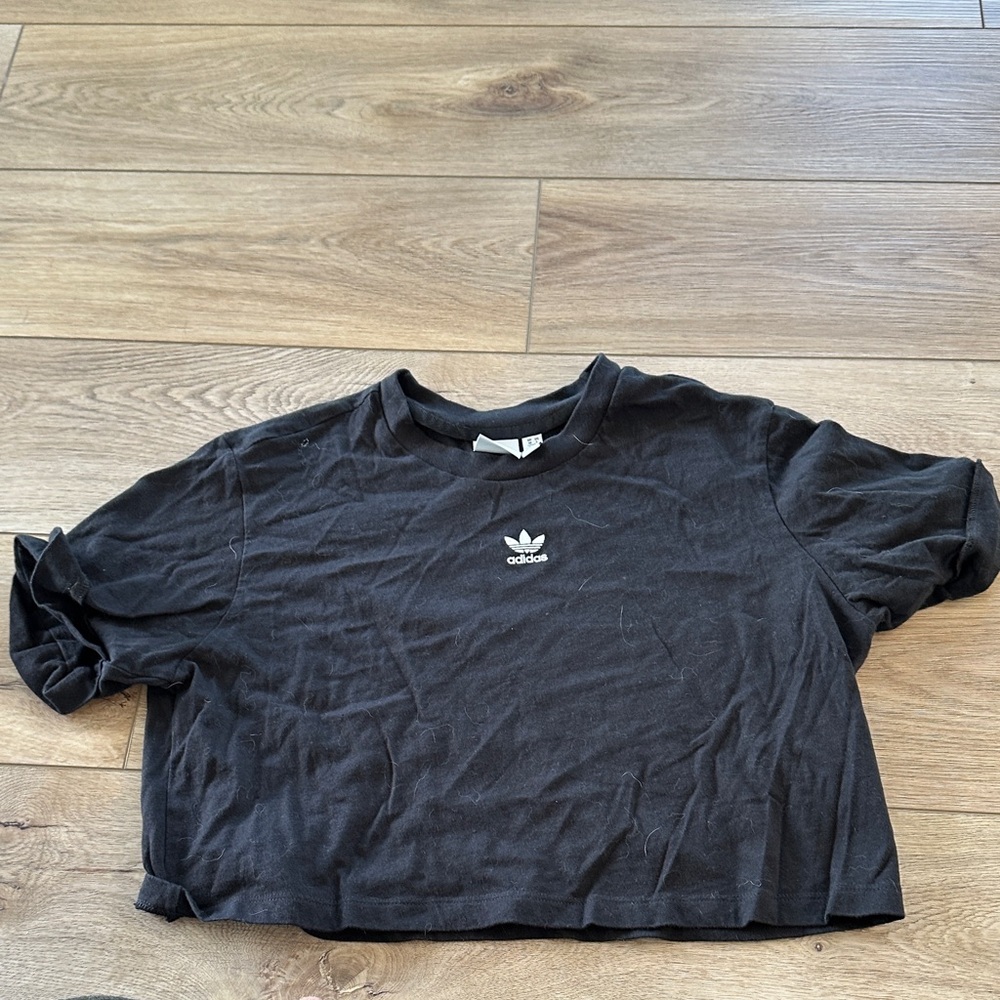 Adidas Black Casual Crop Tee